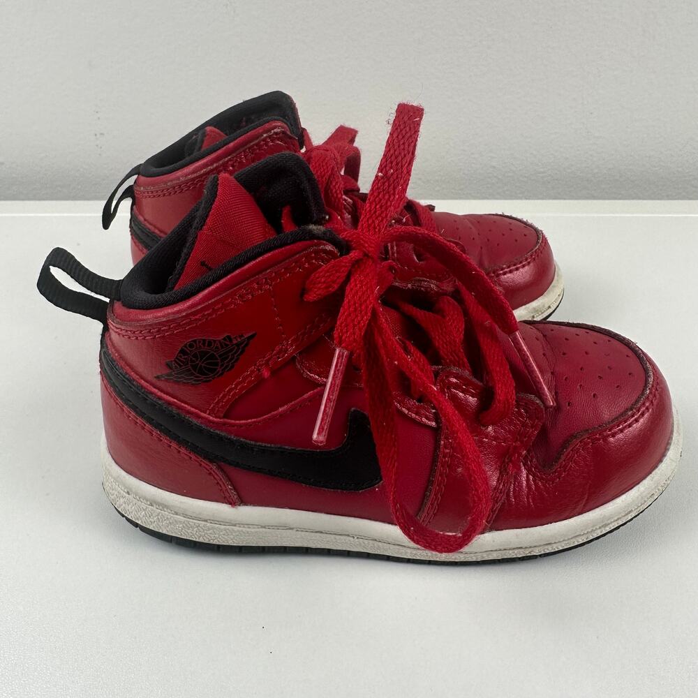 Nike Air Jordan 1 Retro Mid Kids Gym Red/Black Sport Athletic Sneaker Shoes 7C